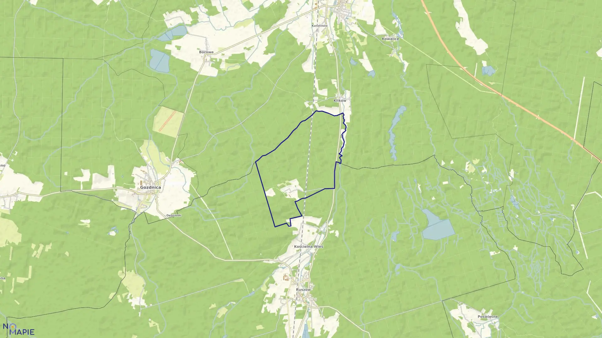 Mapa obrębu OKRĄGLICA w gminie Węgliniec