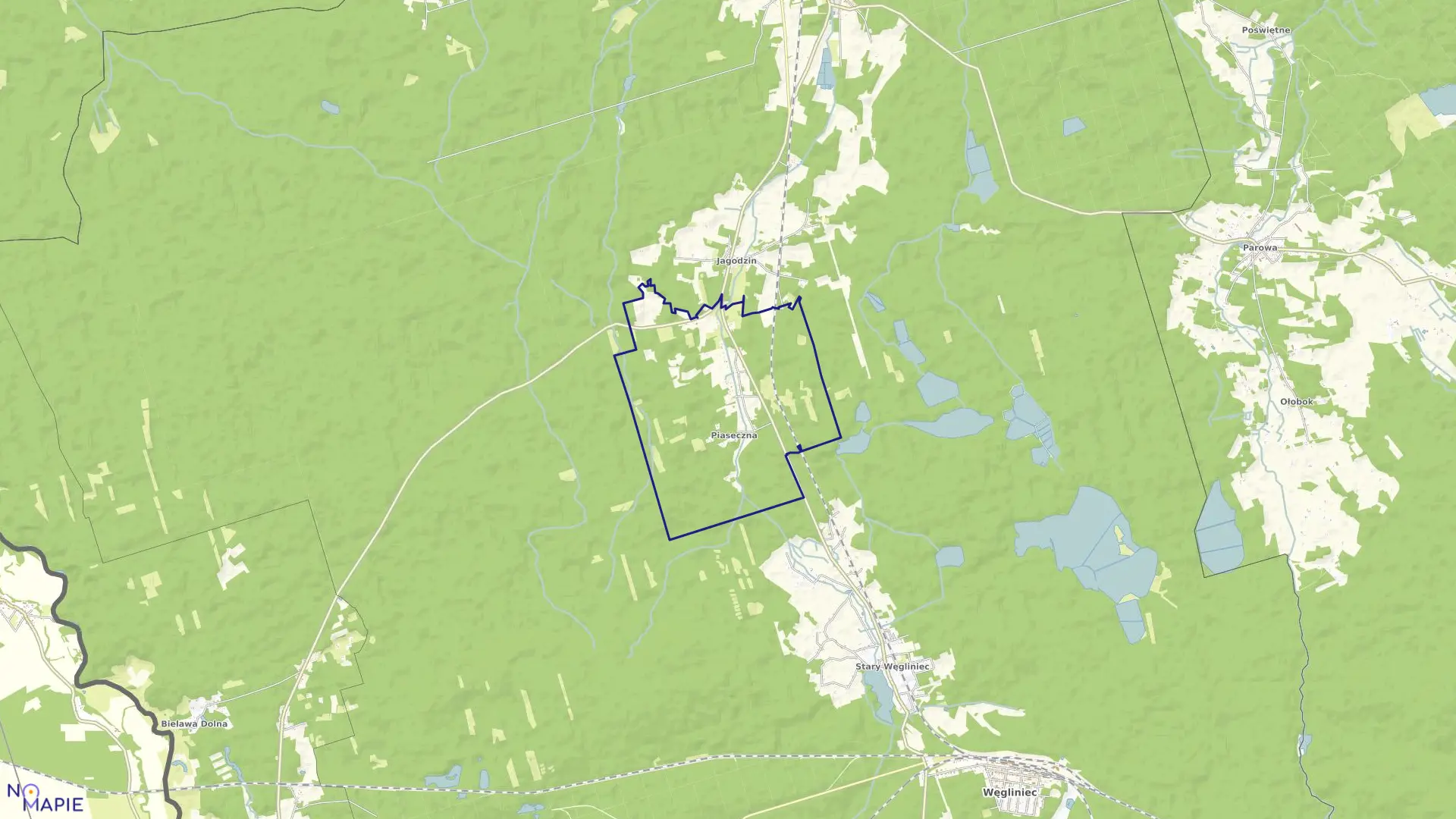 Mapa obrębu PIASECZNA w gminie Węgliniec