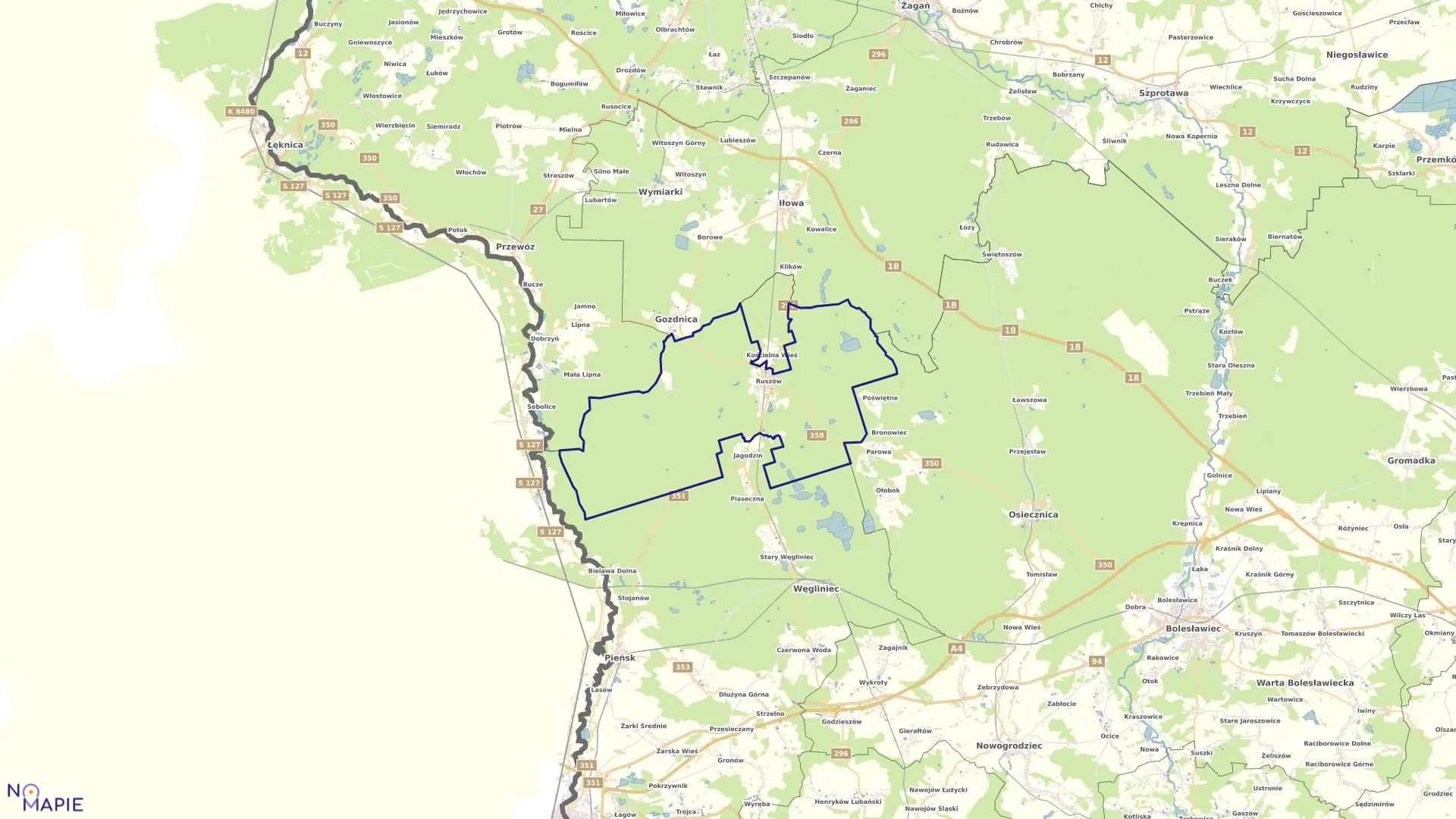 Mapa obrębu RUSZÓW w gminie Węgliniec