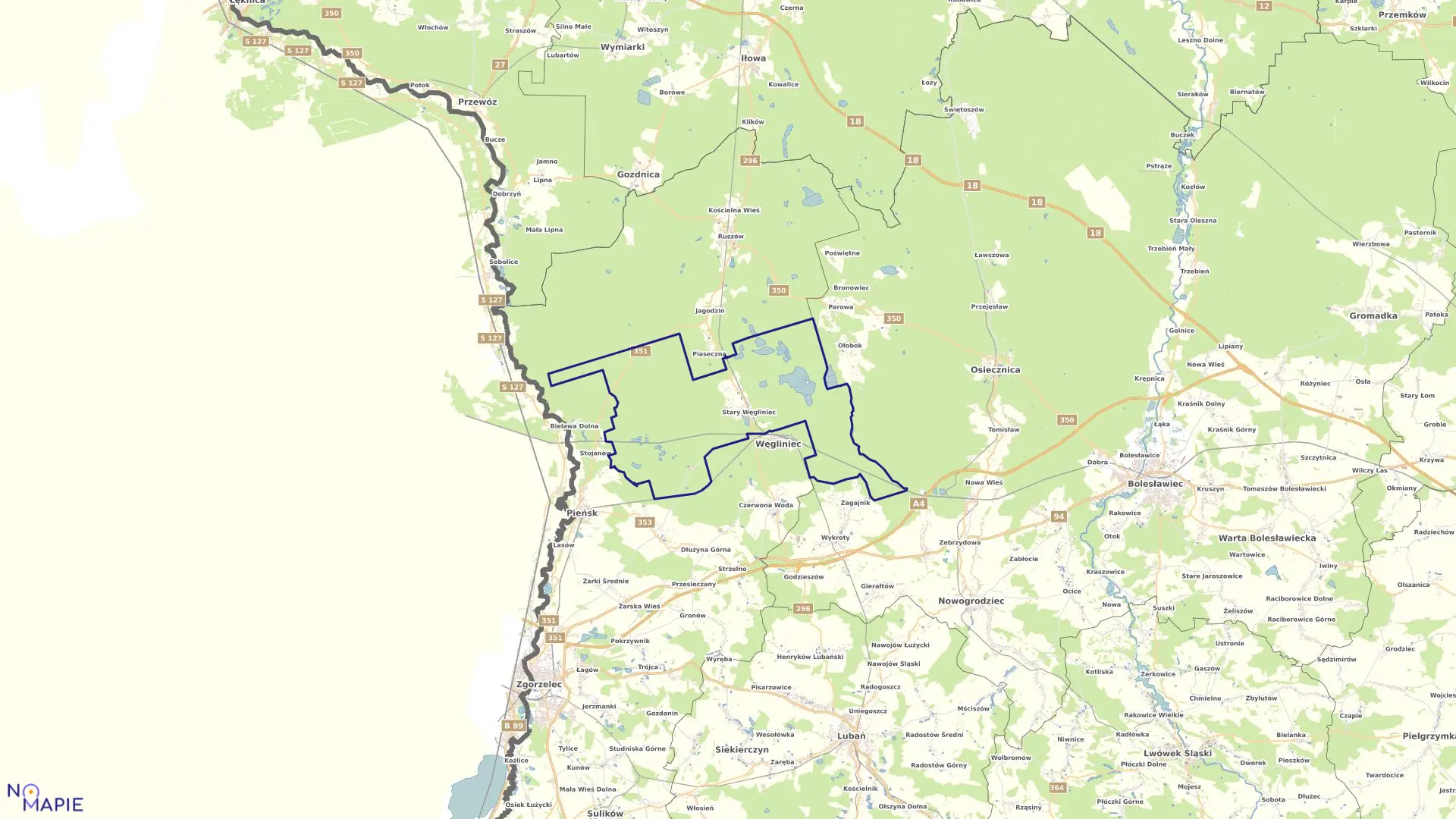 Mapa obrębu STARY WĘGLINIEC w gminie Węgliniec