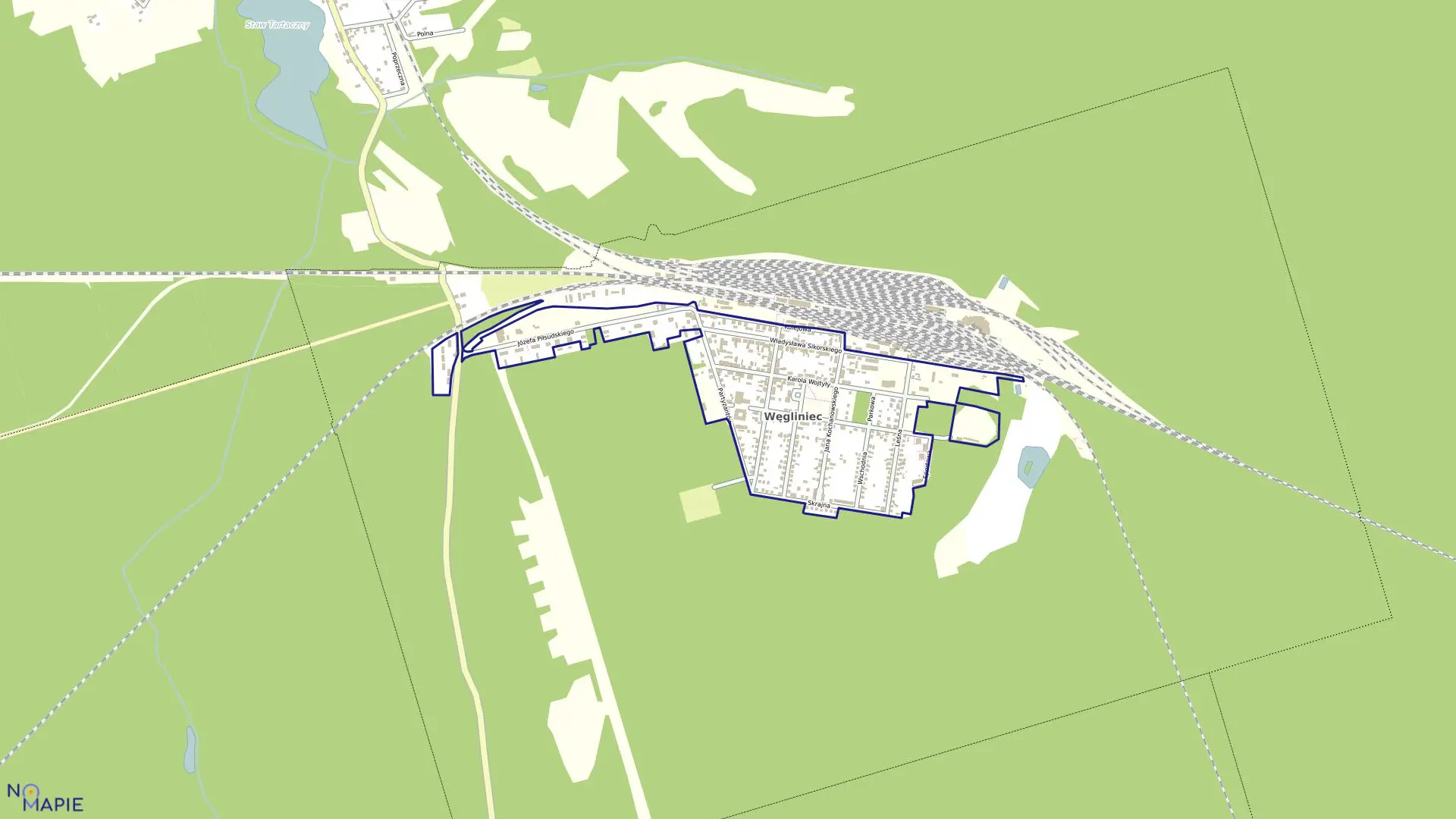 Mapa obrębu Węgliniec-1 w gminie Węgliniec